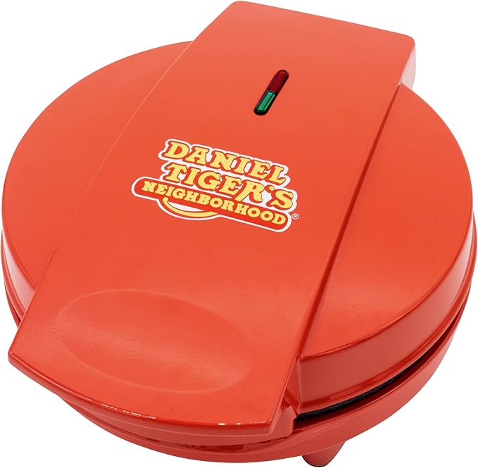 Daniel Tiger Neighborhood Waffle Maker Iron- Electric Nonstick Waffler Feat. 3D Mini Character Shaped Waffles Pancakes- Daniel Tiger, Katerina Kitty Cat & Trolley- Fun Breakfast for Kids - Great Gift