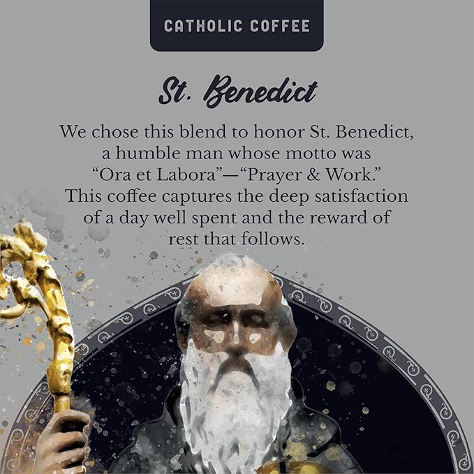 Catholic Coffee St. Benedict | Chocolate Hazelnut Flavored Medium Roast Whole Bean Coffee – Dark Chocolate & Hazelnut Notes | 12oz Bag – Catholic Gift Inspired by Monastic Tradition (Pack of 2)