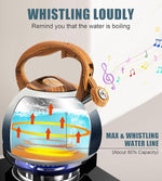 Load image into Gallery viewer, tea kettle stovetop, Loud Whistling kettle for Boiling Water Coffee or Milk, 3.2 Quart Heavy stainless steel tea kettle with Wood Pattern Handle, Gas Electric Applicable - Black &amp; white