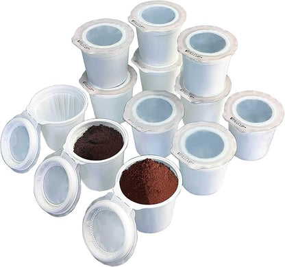 iFillCup Refillable K Cups - Hold 50% More Coffee for Richer Larger Brew, Universal K Cup Brewer Compatibility, Gold Medal Champion Sponsor, Reusable up to 5 Times | 12 Pack White