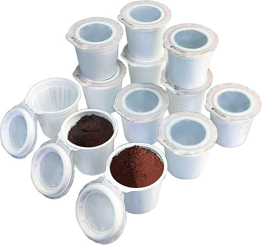 iFillCup Refillable K Cups - Hold 50% More Coffee for Richer Larger Brew, Universal K Cup Brewer Compatibility, Gold Medal Champion Sponsor, Reusable up to 5 Times | 12 Pack White