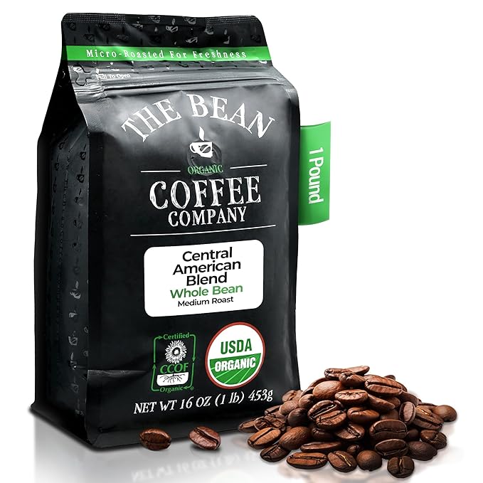 The Bean Organic Coffee Company Central America, Medium Roast, Whole Bean Coffee, 16-Ounce Bag