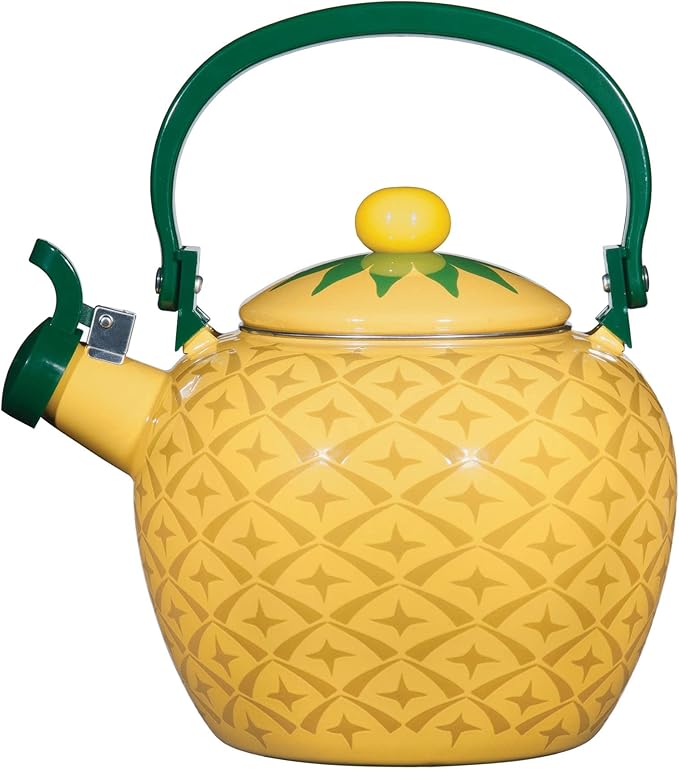 Whistling Tea Kettle for Stove Top Enamel on Steel Teakettle, Supreme Housewares Pineapple Design Teapot Water Kettle Cute Kitchen Accessories Teteras (2.1 Quart, Pineapple)