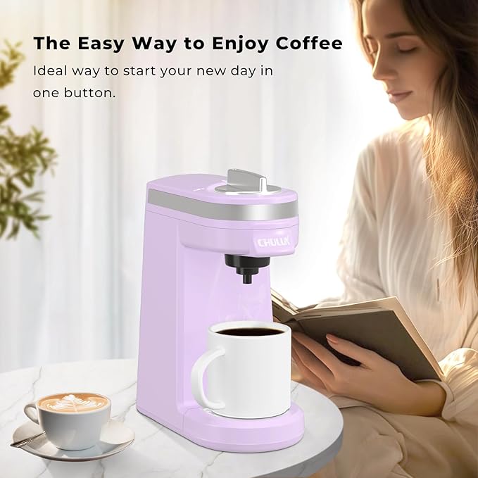 CHULUX Mini Coffee Maker for K Capsule, Single Serve Coffee Maker for One Cup Americano, Lightweight Pod Coffee Machine, Lavender