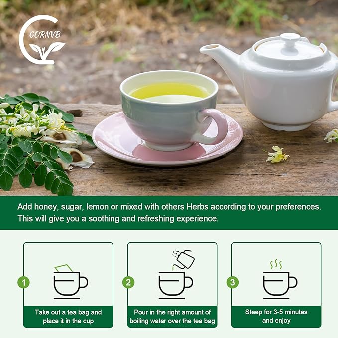Moringa Tea Bags | 100% Pure Moringa Leaf Tea | Antioxidant-Rich, Caffeine-Free Herbal Tea | Supports Immunity, Energy & Digestion, 40 Count | Gluten-Free, Non-GMO