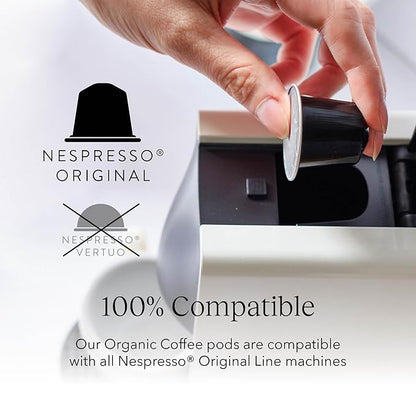 Cru Kafe Ristretto USDA Organic Espresso Coffee Capsules (50 Pods) Fairtrade Coffee Pods Compatible with Nespresso Original Line and Pixie Machines
