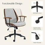 Load image into Gallery viewer, HULALA HOME Solid Wood Office Chair with Rocking Function, Comfy Fabric Desk Chair with Bent Wood and Metal Base, Height Adjustable Swivel Computer Task Chair, Grey