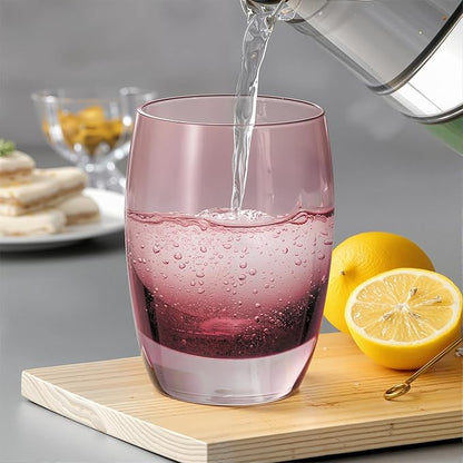 KAMMAK Purple Whiskey Glasses Set, 12.82 oz (380 ml) Old Fashioned Tumbler with Delicate Rim, Thick Heavy Bottom Glass & Seamless Design for Scotch, Bourbon, Cocktails