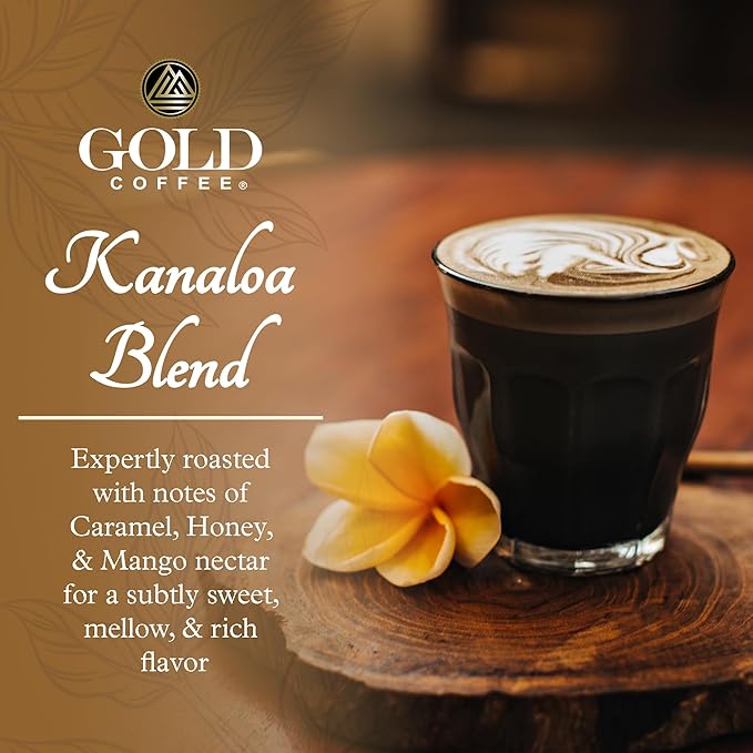 Gold Coffee | Kanaloa Premium House Blend, Medium Roast, Whole Bean | 100% Arabica Coffee, 12 Oz (Pack of 6)