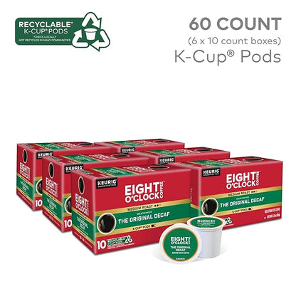 Eight O'Clock Coffee Original Decaf, Keurig Single Serve K-Cup Pods, 60 Count (6 packs of 10)