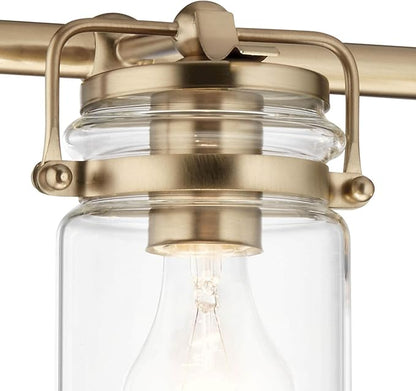 Kichler, Brinley 24" 3 Light Vanity Light with Clear Glass in Champagne Bronze for Bathroom and Powder Room, (24" W x 10.25" H), 45689CPZ