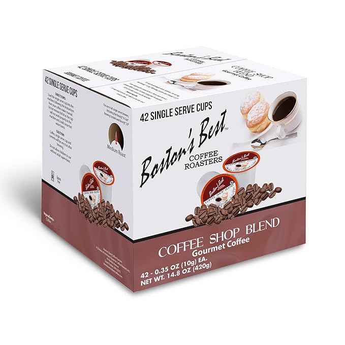 Boston’s Best - Coffee Shop Blend, Hearty Medium Roast, Delicious Gourmet Coffee Compatible with Keurig CoffeeMaker, 1 Count (42 Single Serve Medium Roast Cups)