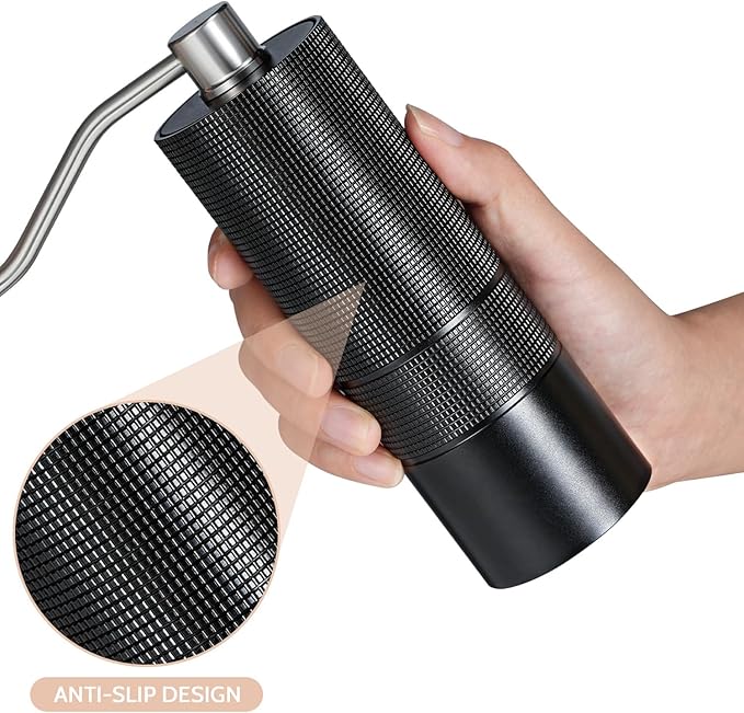 Manual Coffee Grinder, 420 Stainless Steel Conical Burr Hand Coffee Bean Grinder, Adjustable Grind Setting For Espresso, Pour Over, French Press (Black)