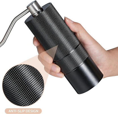 Manual Coffee Grinder, 420 Stainless Steel Conical Burr Hand Coffee Bean Grinder, Adjustable Grind Setting For Espresso, Pour Over, French Press (Black)