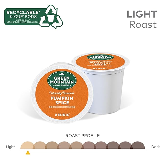 Green Mountain Coffee Roasters Pumpkin Spice Coffee, Keurig Single-Serve K-Cup Pods, Light Roast, 96 Count