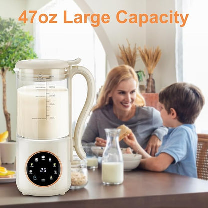 48 oz Nut Milk Maker Machine with 16 Blades, 8 in 1 Automatic Homemade Almond, Oat, Soy, Plant-Based Milk and Dairy Free Beverages, Almond Maker, Self-cleaning, Keep Warm/24-Hour Delay