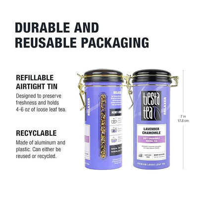 Tiesta Tea - Lavender Chamomile | Loose Leaf | Soft Chamomile Herbal Tea | Premium Non-Caffeinated Blend | Make Hot or Iced & Brews Up to 50 Cups | 12 Ounce Refillable Tin, Pack of 6