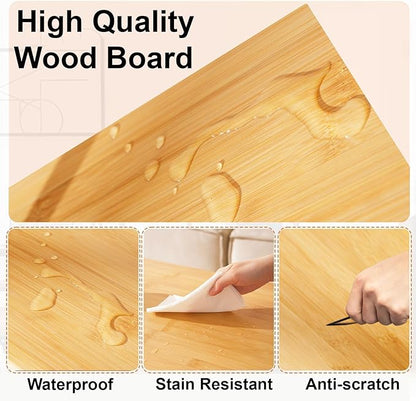 Coffee Table with 2 Tier Storage- Farmhouse Bamboo Coffee Tables, Mid Century Modern Center Table, Tea Tables for Living Room, Bedroom, Office, Patio (Natural)