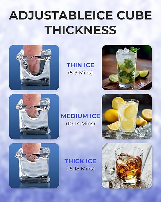 Commercial Ice Maker Machine 𝟏𝟎𝟎𝐋𝐁𝐒/𝐃𝐚𝐲 and 𝟑𝟎𝐋𝐁𝐒 Storage Bin, Undercounter Ice Makers and 𝟑𝟔 Ice Trays, Icemaker Machine Double Water Inlet with Water Line, Ice Scoop