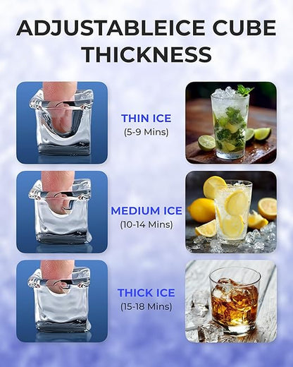 Commercial Ice Maker Machine 𝟏𝟎𝟎𝐋𝐁𝐒/𝐃𝐚𝐲 and 𝟑𝟎𝐋𝐁𝐒 Storage Bin, Undercounter Ice Makers and 𝟑𝟔 Ice Trays, Icemaker Machine Double Water Inlet with Water Line, Ice Scoop