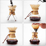 Load image into Gallery viewer, Pour Over Coffee Maker, 19 oz Borosilicate Glass Coffee Carafe with 100 PCS Paper Filter, Wooden Collar &amp; Cowhide rope, Glass Coffee dripper (Clear, 550 ml(only Paper Filter))