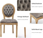 Load image into Gallery viewer, French Country Dining Chairs Set of 8, Grey Velvet Upholstered Dining Chairs, Tufted Back, Solid Wood Legs, Farmhouse Kitchen &amp; Dining Room Chairs, Sillas De Comedor (Gray, 8Pcs)