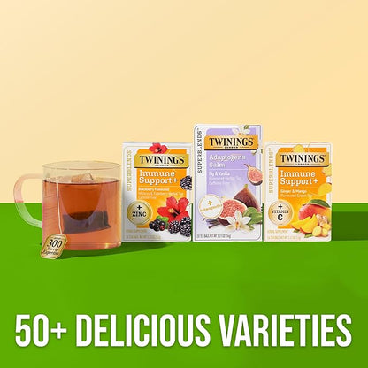 Twinings Superblends Adaptogens Calm with Ashwagandha Fig & Vanilla Flavoured Herbal Tea, Naturally Caffeine-Free, 18 Tea Bags (Pack of 6), Enjoy Hot or Iced, 108 Teabags