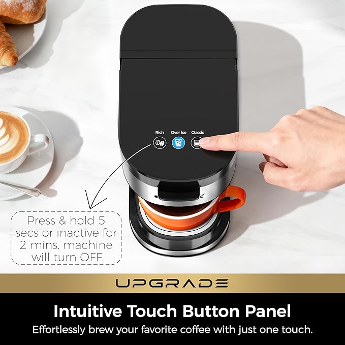 CHULUX Upgrade Single Serve Coffee Maker Machine for K Cup and Grounds with 2 Mins Brew One Cup, 3 Brew Choices, Removable 14oz Reservoir & Drip Tray