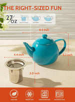 Load image into Gallery viewer, Sweese Teapot, Porcelain Tea Pot with Stainless Steel Infuser, Blooming &amp; Loose Leaf Teapot - 27ounce, Steel Blue