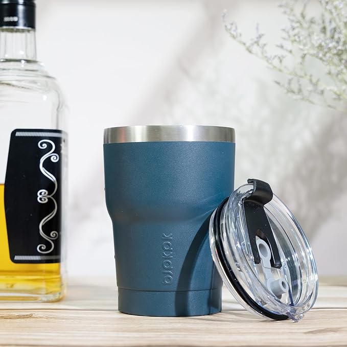 BJPKPK Tumbler With Handle And Straw 10 oz Stainless Steel Insulated Tumbler Cups With Lid For Water Or Ice Coffee,Indigo Black