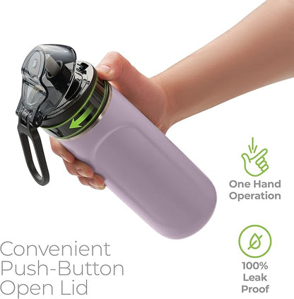 SipX™ Triple-Insulated Stainless Steel Water Bottle - 18oz. With Straw Lid, BPA-Free Reusable Insulated Water Bottle Keeps Cold For 12 Hours, Metal Water Bottle Made Of Sustainable Material For Hiking