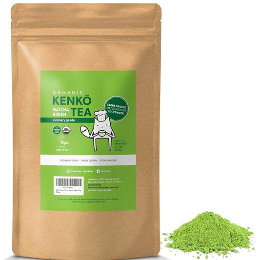 Matcha Green Tea Powder - Organic Culinary Grade Matcha, Second Harvest for Lattes & Drinks, Pure, Authentic Japanese - 125 Servings 250g Bulk Size [8.8oz] - Antioxidants, Energy & Health