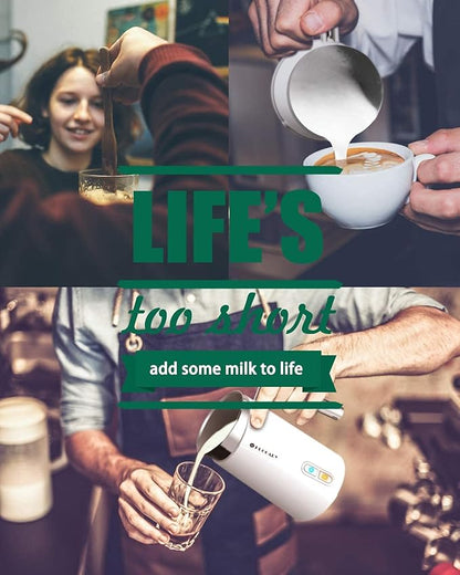 Huogary Milk Frother, Milk Steamer for Milk Foam & Hot Milk(4.5oz/10.5oz), Electric Milk Frother and Warmer for Homemade Coffee, 120V (white)