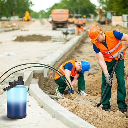 Sursip One Gallon Insulated Water Jug wtih Straw,128 Oz Large Sports Water Bottle Stainless Steel Thermos Hot & Cold Drinks for Travel, Hiking, Camping 1 Gallon Jug (Grey)