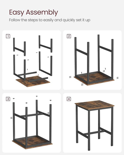 VASAGLE Bar Table, Small Kitchen Dining Table, High Top Pub Table, Bar Height Cocktail Table for Living Room Party, Sturdy Metal, 23.6 x 23.6 x 35.4 Inches for Narrow Spaces, Rustic Brown and Black