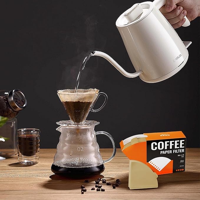 HAPIGO Easy-Dispensing Natural Brown Cone Coffee Filters V02 Size, 100 Count - Unbleached Paper Filters for Pour Over Brewing, Compatible with Chemex, Hario V60 & More，Box for Easy Use & Tidy Storage