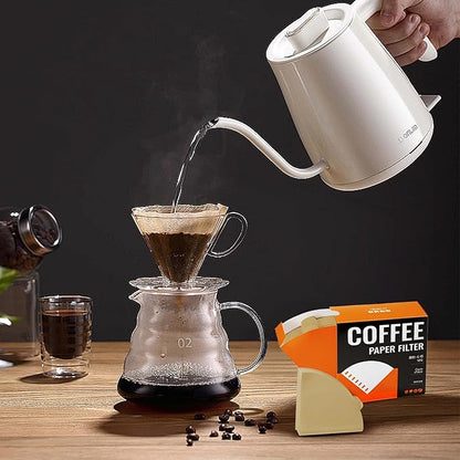 HAPIGO Easy-Dispensing Natural Brown Cone Coffee Filters V02 Size, 100 Count - Unbleached Paper Filters for Pour Over Brewing, Compatible with Chemex, Hario V60 & More，Box for Easy Use & Tidy Storage