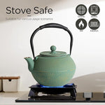 Load image into Gallery viewer, Cast iron Teapot, Tea Kettle for Stovetop Safe with Stainless Steel Infuser, Japanese Hand-made Tea Pot Coated with Enameled Interior for 42oz, 1200ml Green