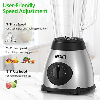 Smoothie Blender, 1000W Professional Countertop Blenders with 48oz Glass Jar for Kitchen,Shakes, Ice Crusher, Frozen Fruit