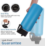 Load image into Gallery viewer, Volhoply 32 oz Insulated Water Bottles Bulk 4 Pack with Straw Lid &amp; Spout Lid,Stainless Steel Sports Water Bottle,Double Wall Vacuum Cups,Leakproof Wide Mouth Metal Flask for Hiking,Camping(Blue,4)