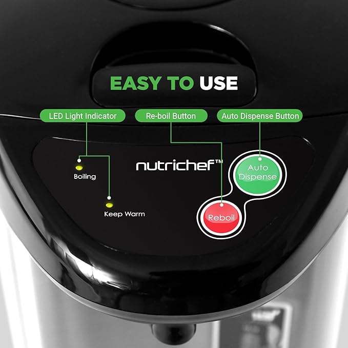 NutriChef 5.2 Qt Electric Water Kettle, Quick Heating, 5 Liter Digital Kettle with 5 Temperature Settings, Safety Lock, Stainless Steel, 3 Dispensing Options, Easy to Clean, 8.46" x 11.2" x 16.5"