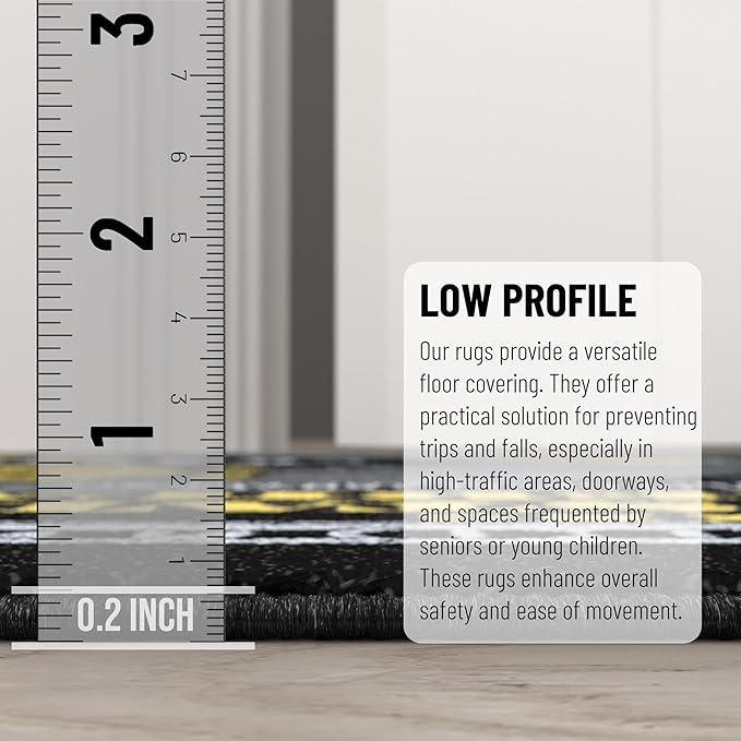 Ottomanson 22" x 53" $100 Bill Money Rug - Durable & Non-Slip Area Rug - Fun & Eye-Catching Decor for Bedroom, Office, Game Room & Man Cave - Unique Gift for & Trendy Home Decor, Black/Gold