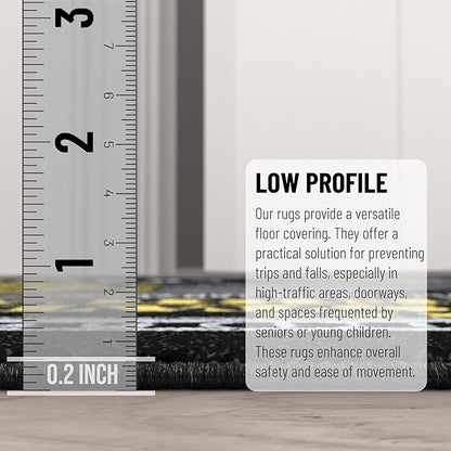 Ottomanson 22" x 53" $100 Bill Money Rug - Durable & Non-Slip Area Rug - Fun & Eye-Catching Decor for Bedroom, Office, Game Room & Man Cave - Unique Gift for & Trendy Home Decor, Black/Gold