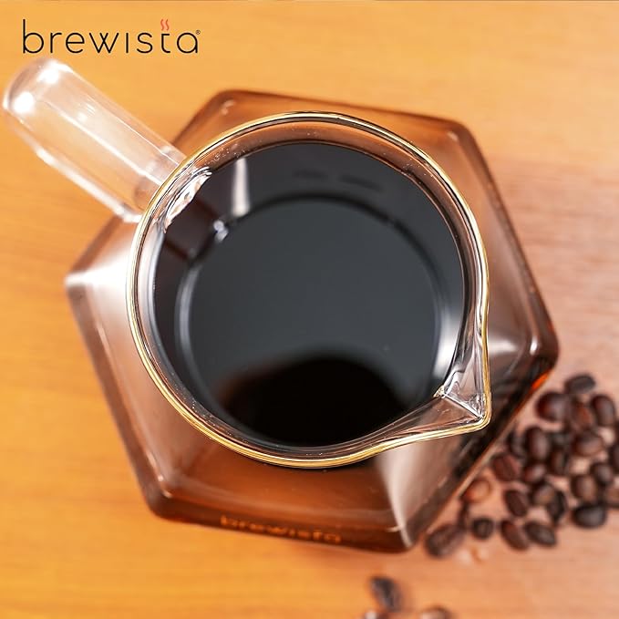 Brewista 700ml/23.7oz X Series Glass Coffee Carafe, Small Pour Over Glass Pot Server, 2-4 Cups, Polygonal Design for Improved Flavor, Heat Resistant Odorless Glass Pitcher