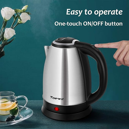 TOPWIT Electric Kettle, 2.0L Hot Water Kettle Electric, BPA-Free Stainless Steel Tea Kettle, Electric Kettles for Boiling Water with Fast Boil, Auto Shut-Off & Boil Dry Protection, Silver