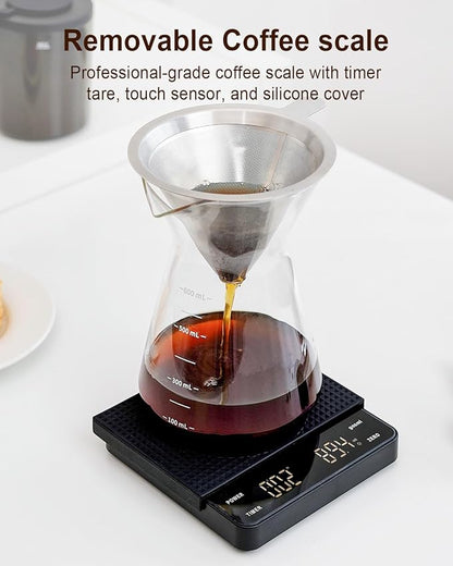 MOKKOM Coffee Grinder with Removable Coffee Scale via Bluetooth Connectivity, Anti-static Conical Burr Coffee Bean Grinder, 31 Precise Settings for Espresso/Drip/Pour Over/Cold Brew/French Press