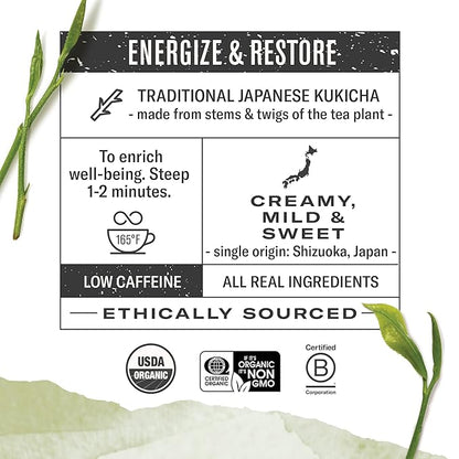 Numi Organic Roasted Japanese Green Tea Variety Pack, Hojicha, Yuzu Bancha & Kukicha, 16 Count (Pack of 3)