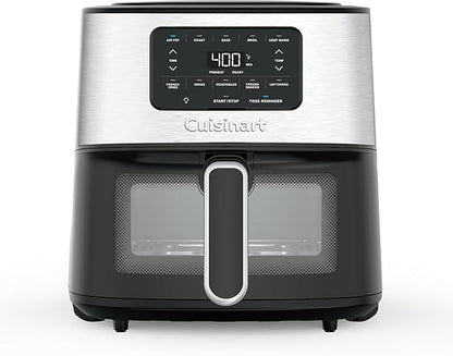 Cuisinart Air Fryer, 6-Quart Basket Large Fryer with 5 Cooking Functions to Roast, Bake, Broil, Air Fry and Keep Warm, 5 Airfryer Presets, Dishwasher-Safe Parts, AIR-200, Stainless Steel & Black