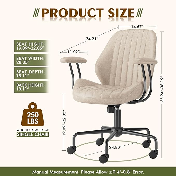 High Back Office Chair,Modern Swivel Office Chair,Brown Suede Fabric Gaming Chair,Height Adjustable Home Office Desk Chair with Lumbar Support