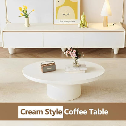 Oval Coffee Table Modern Cute White Coffee Tables Irregular Simple Tea/Center Table for Small Space End Table for Living Room, Home Office, Indoor (White Oval-L45.6")